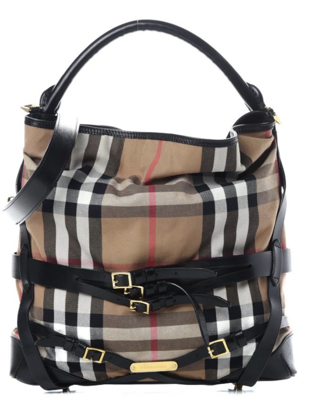 Burberry Bridle Whipstitch House Check Gosford Hobo Bag in Black - Authentic - Picture 2 of 8